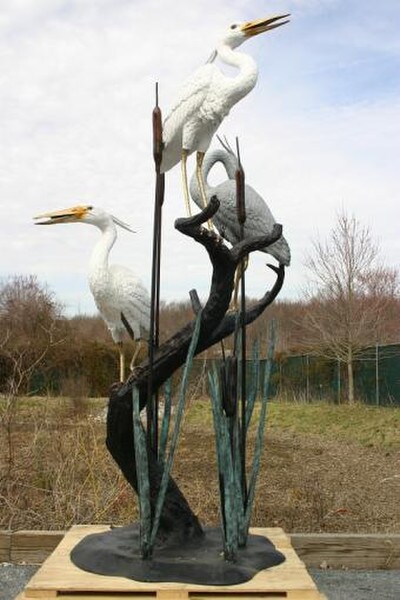 Three Herons On The Tree Water Feature